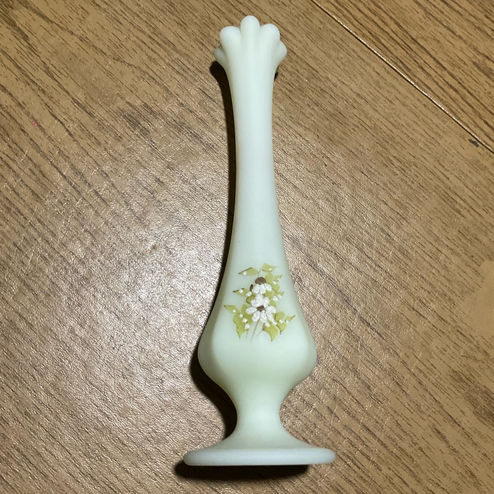 Fenton. Vintage floral hand painted swung vase.